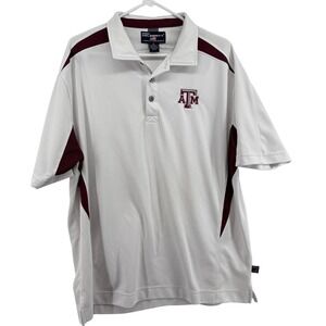 Pro Celebrity Polo Shirt Men XL White Polyester Texas A&M Aggies Colorblock